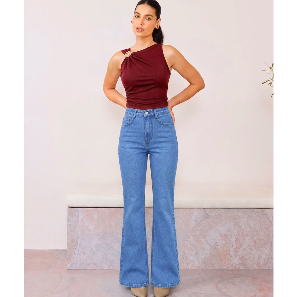 CALCA JEANS WIDE LEG CIGARRETE DZ21685 DENIM ZERO