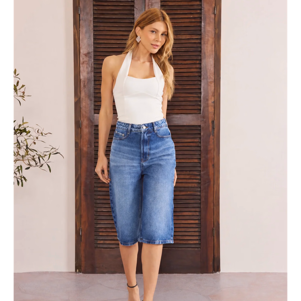 BERMUDA JEANS RETRO SUPER ALONGADA DZ4155 DENIM ZERO